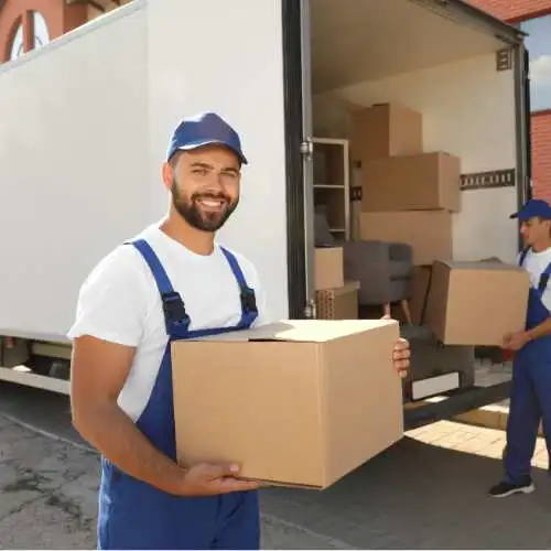 A Person holding a packed box and loading for relocation